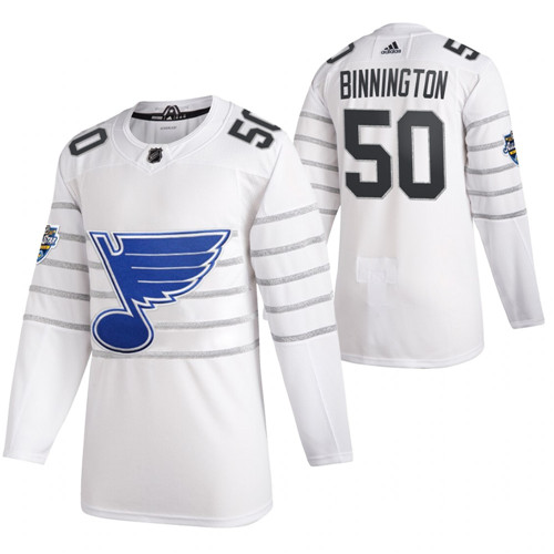 (1)Blues 50 Jordan Binnington White 2020 NHL All-Star Game Adidas Jersey