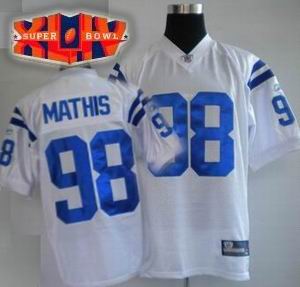 2010 SUPER BOWL XLIV Indianapolis Colts #98 Robert Mathis Color WHITE Jersey