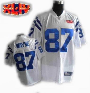 2010 super bowl XLIV jersey Indianapolis Colts jerseys #87 Reggie Wayne white