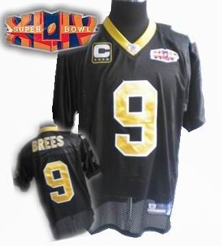 2010 super bowl XLIV jersey New Orleans Saints 9# Drew Brees black C patch