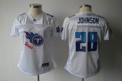 2011 Women FEM FAN Tennessee Titans 28# Chris Johnson white Jersey