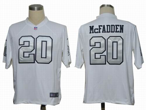 2012 Nike Okaland Raiders 20 Darren McFadden white Silver Number Game Jersey