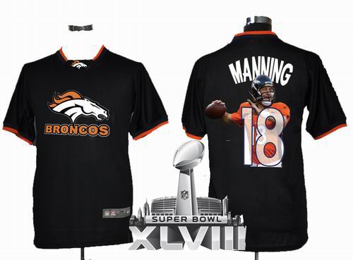 2012 Nike printed Denver Broncos 18# Peyton Manning Portrait Fashion Game 2014 Super bowl XLVIII(GYM) Jersey