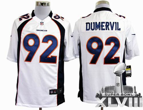 2012 nike Denver Broncos #92 Elvis Dumervil white game 2014 Super bowl XLVIII(GYM) Jersey