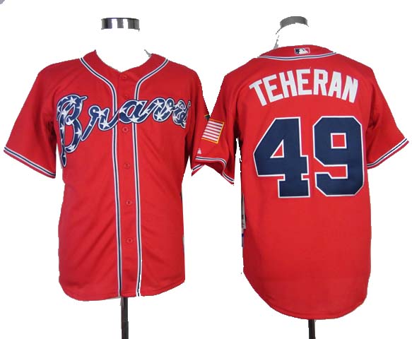 2014 Atlanta Braves #49 Julio Teheran red cool base jerseys