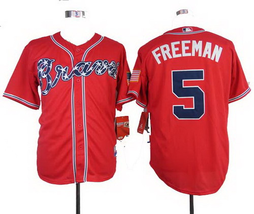 2014 Atlanta Braves #5 Freddie Freeman red cool base jerseys