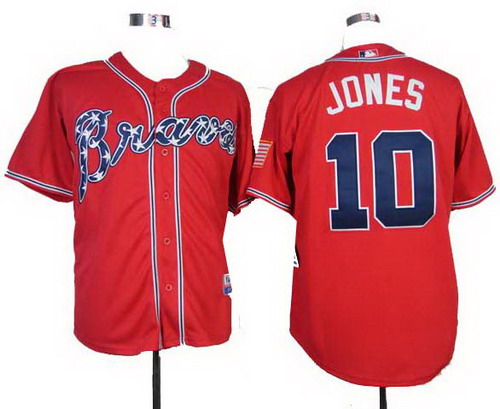 2014 Atlanta Braves 10# Chipper Jones red cool base jerseys