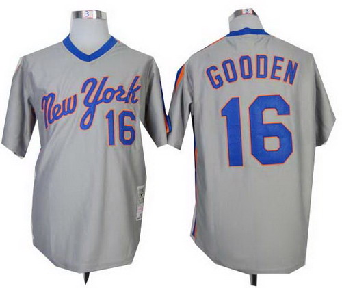 2014 New York Mets 16# Dwight Gooden grey  throwback jerseys