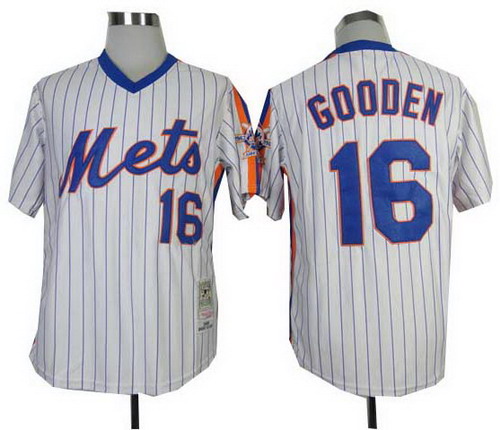 2014 New York Mets 16# Dwight Gooden white throwback jerseys