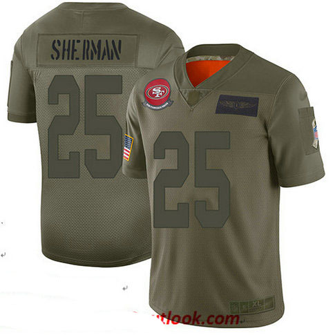 49ers #25 Richard Sherman Camo Youth Stitched Football Limited 2019 Salute to Service Jersey