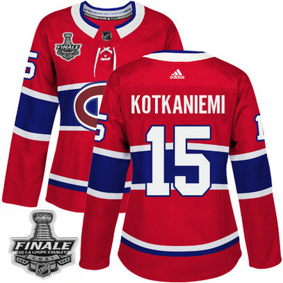 Adidas Canadiens #15 Jesperi Kotkaniemi Red Home Authentic Women's 2021 NHL Stanley Cup Final Patch Jersey