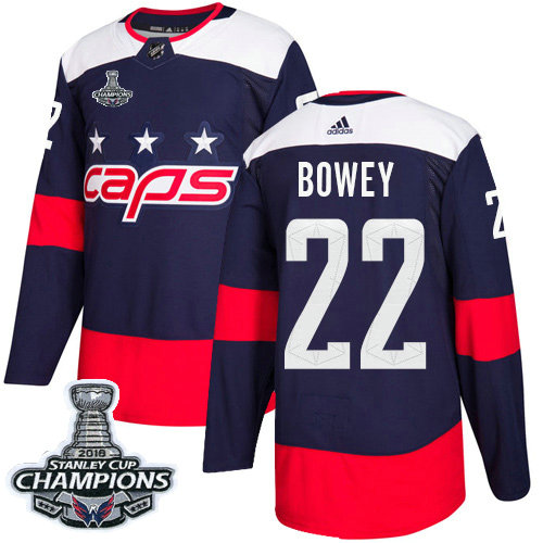 Adidas Capitals #22 Madison Bowey Navy Authentic 2018 Stadium Series Stanley Cup Final Champions Stitched NHL Jersey