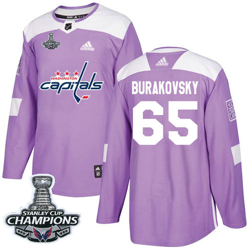 Adidas Capitals #65 Andre Burakovsky Purple Authentic Fights Cancer Stanley Cup Final Champions Stitched NHL Jersey