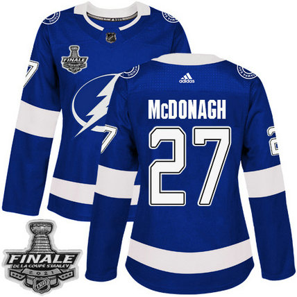 Adidas Lightning #27 Ryan McDonagh Blue Home Authentic Women's 2021 NHL Stanley Cup Final Patch Jersey