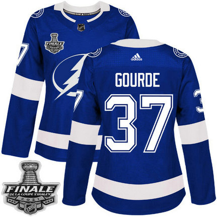 Adidas Lightning #37 Yanni Gourde Blue Home Authentic Women's 2021 NHL Stanley Cup Final Patch Jersey