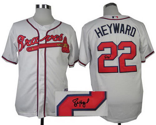 Atlanta Braves #22 Jason Heyward white signature jerseys