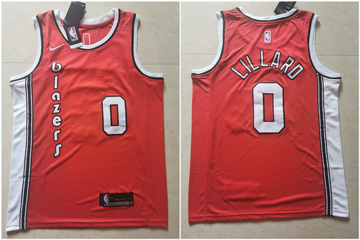 Blazers 0 Damian Lillard Red Nike Swingman Jersey