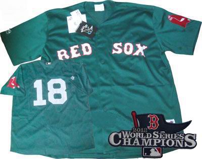 Boston Red Sox #18 Daisuke Matsuzaka Green 2013 World Series Champions ptach