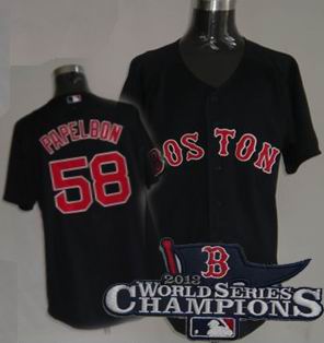 Boston Red Sox #58 Jonathan Papelbon Jersey dark blue 2013 World Series Champions ptach