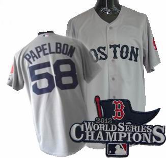 Boston Red Sox #58 Jonathan Papelbon Road Jersey gray 2013 World Series Champions ptach