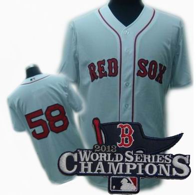 Boston Red Sox #58 Jonathan Papelbon jerseys white 2013 World Series Champions ptach