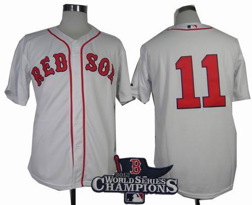 Boston Red Sox 11# Clay Buchholz white cool base jerseys 2013 World Series Champions ptach