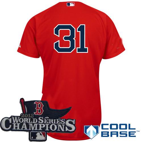 Boston Red Sox 31# Jon Lester Alternate red Cool Base Jersey 2013 World Series Champions ptach