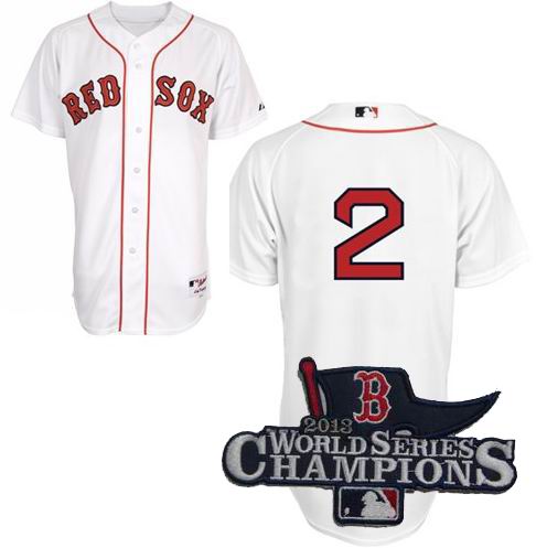 Boston Red Sox Authentic #2 Jacoby Ellsbury Home Jersey white 2013 World Series Champions ptach