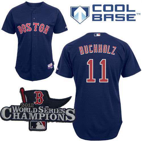 Boston Red Sox Authentic 11# Clay Buchholz  blue Cool Base Baseball Jersey 2013 World Series Champions ptach