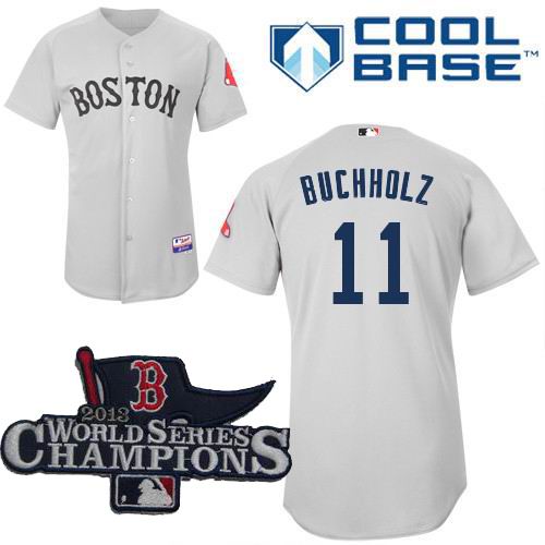 Boston Red Sox Authentic 11 Clay Buchholz grey Cool Base Baseball Jersey 2013 World Series Champions ptach