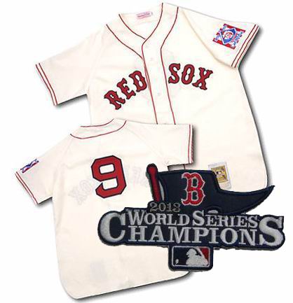 Boston Red Sox Authentic 1939 #9 Ted Williams Home CREAM Jersey MitchellandNess 2013 World Series Champions ptach