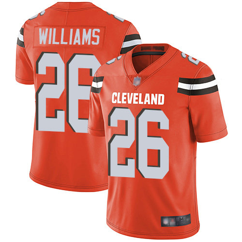 Browns #26 Greedy Williams Orange Alternate Youth Stitched Football Vapor Untouchable Limited Jersey