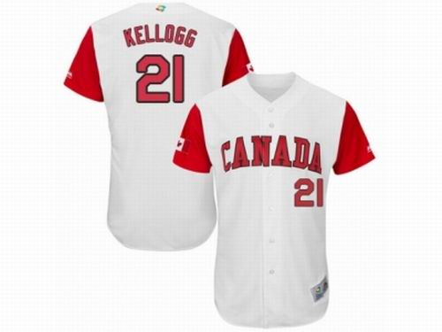 Canada Baseball Majestic #21 Ryan Kellogg White 2017 World Baseball Classic Team Jersey