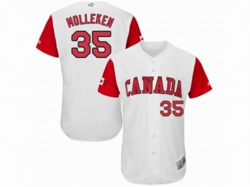 Canada Baseball Majestic #35 Dustin Molleken White 2017 World Baseball Classic Team Jersey