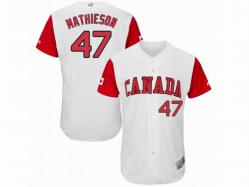 Canada Baseball Majestic #47 Scott Mathieson White 2017 World Baseball Classic Team Jersey