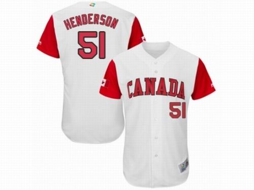 Canada Baseball Majestic #51 Jim Henderson White 2017 World Baseball Classic Team Jersey