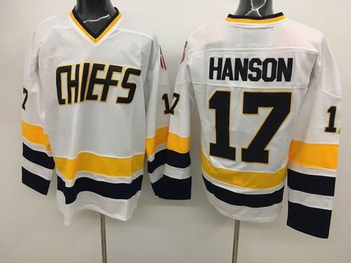 Charlestown Chiefs #17 Steve Hanson Movie Hockey white Jersey