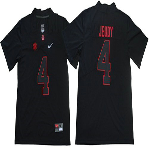 Crimson Tide #4 Jerry Jeudy Blackout Limited Stitched NCAA Jersey