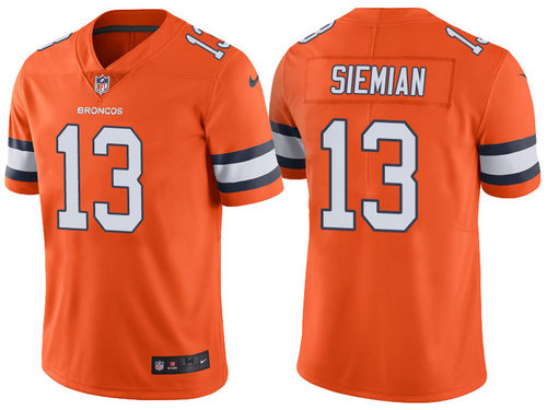 Denver Broncos 13 Trevor Siemian Orange Color Rush Limited Jersey