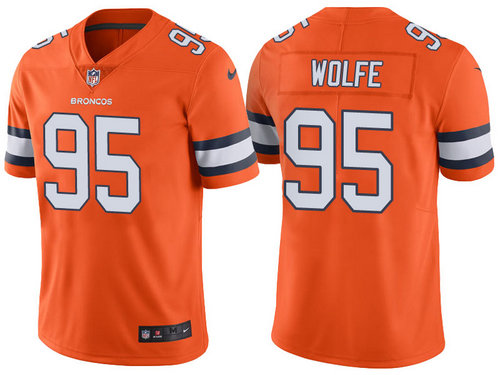 Denver Broncos 95 Derek Wolfe Orange Color Rush Limited Jersey