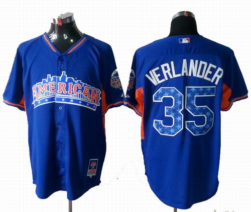 Detroit Tigers #35 Justin Verlander American League 2013 All Star blue Jersey