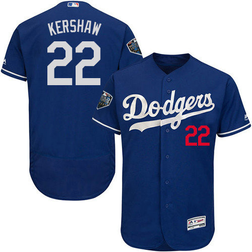 Dodgers #22 Clayton Kershaw Blue Flexbase Authentic Collection 2018 World Series Stitched MLB Jersey