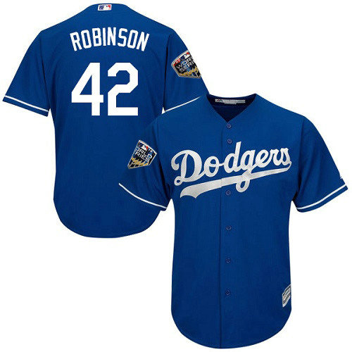 Dodgers #42 Jackie Robinson Blue Cool Base 2018 World Series Stitched Youth MLB Jersey