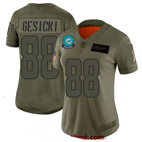 Dolphins #88 Mike Gesicki Camo Women's Stitched Football Limited 2019 Salute to Service Jersey