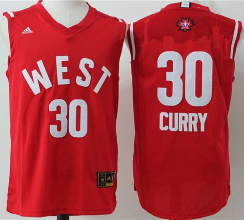 Golden State Warriors 30 Stephen Curry Red 2016 All Star NBA Jersey
