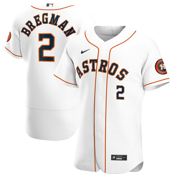 Houston Astros 2 Alex Bregman Men's Nike White Home 2020 Authentic Player MLB Jersey