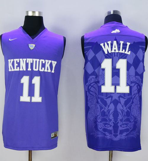 Kentucky Wildcats 11 John Wall Blue Basketball NCAA Jersey