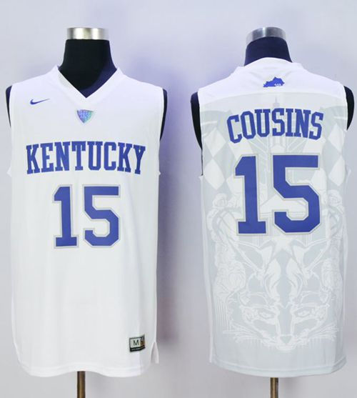 Kentucky Wildcats 15 DeMarcus Cousins White Basketball NCAA Jersey