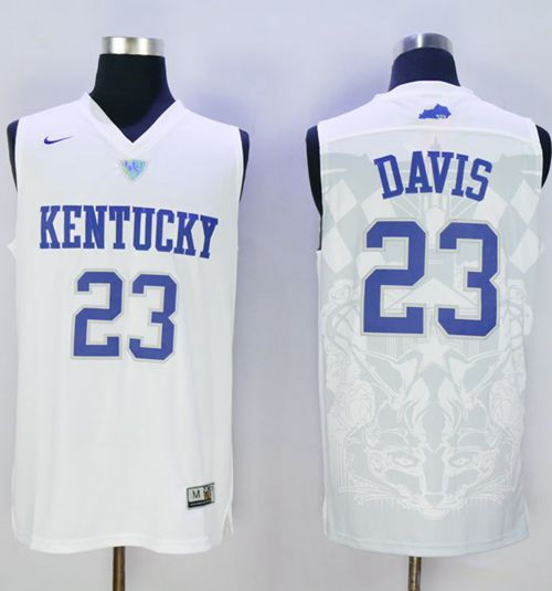 Kentucky Wildcats 23 Anthony Davis White Basketball NCAA Jersey
