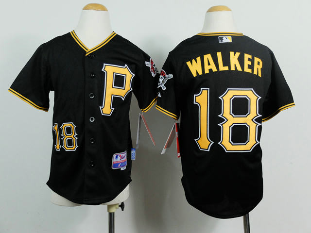 Kid Pittsburgh Pirates 18 Walker Black Baseball Jersey